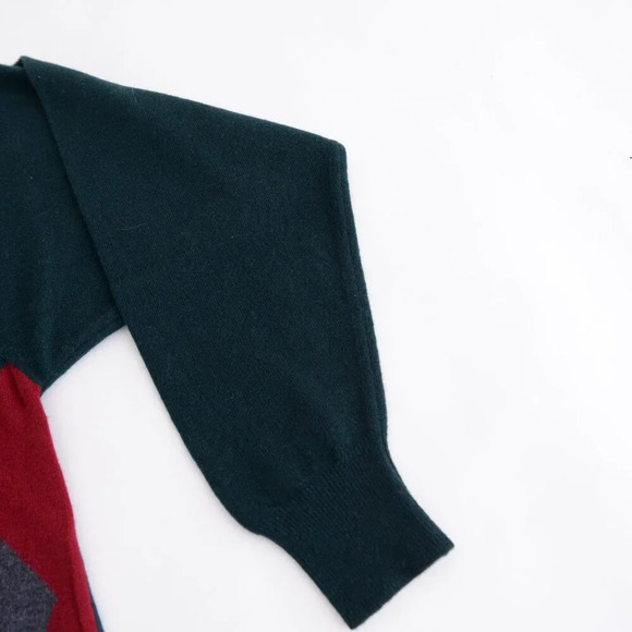 Pringle  Of Scotland Super Geelong 100% Lambswool Green And Red Argyle Small - Picture 5 of 10